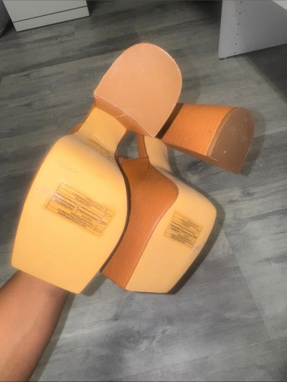 Women's Tan Platform Block Heel Mules